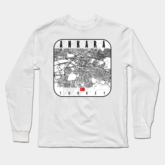 Ankara Map Turkey Long Sleeve T-Shirt by ArtisticParadigms